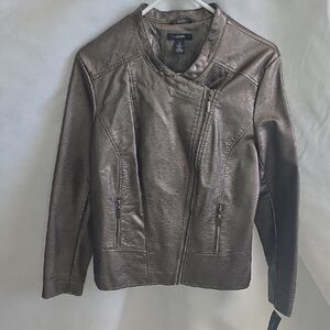 Alfani Shimmering Bronze Leather Jacket
